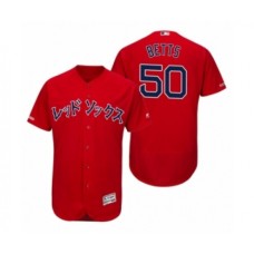 Men's 2019 Asian Heritage Month Boston Red Sox #50 Mookie Betts Red Japanese Flex Base Stitched Jersey