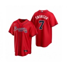 Men's Atlanta Braves #7 Dansby Swanson Nike Red 2020 Replica Alternate Stitched Jersey