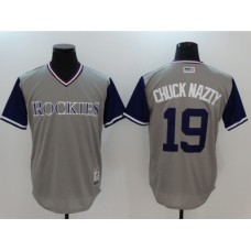 Men's Colorado Rockies #19 Charlie Blackmon Gray Baseball Stitched Jersey