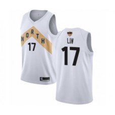 Men's Toronto Raptors #17 Jeremy Lin Swingman White 2019 Basketball Finals Bound Jersey - City Edition