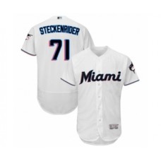 Men's Miami Marlins #71 Drew Steckenrider White Home Flex Base Authentic Collection Baseball Player Stitched Jersey