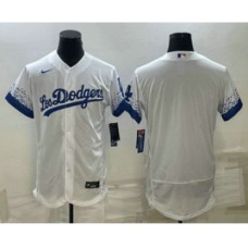 Men's Los Angeles Dodgers Blank White City Connect Flex Base Stitched Baseball Jersey