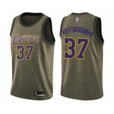 Men's Los Angeles Lakers #37 Kostas Antetokounmpo Swingman Green Salute to Service Basketball Stitched Jersey