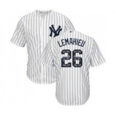 Men's New York Yankees #26 DJ LeMahieu Authentic White Team Logo Fashion Baseball Jersey