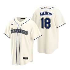 Men's Nike Seattle Mariners #18 Yusei Kikuchi Cream Alternate Stitched Baseball Jersey