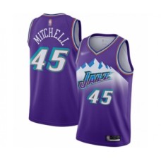 Men's Utah Jazz #45 Donovan Mitchell Authentic Purple Hardwood Classics Basketball Stitched Jersey