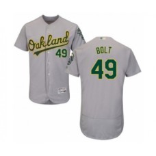 Men's Oakland Athletics #49 Skye Bolt Grey Road Flex Base Authentic Collection Baseball Player Stitched Jersey