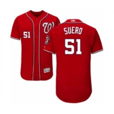 Men's Washington Nationals #51 Wander Suero Red Alternate Flex Base Authentic Collection Baseball Player Stitched Jersey