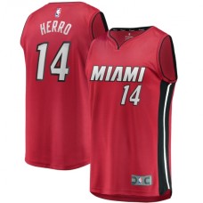 Men's Miami Heat #14 Tyler Herro Fanatics Branded Red 2020-21 Fast Break Replica Stitched Jersey