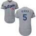 Men's Majestic Los Angeles Dodgers #5 Corey Seager Grey Road Flex Base Authentic Collection 2018 World Series MLB Jersey