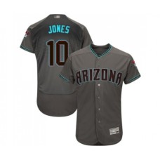 Men's Arizona Diamondbacks #10 Adam Jones Gray Teal Alternate Authentic Collection Flex Base Baseball Jersey