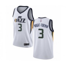 Men's Utah Jazz #3 Justin Wright-Foreman Authentic White Basketball Stitched Jersey - Association Edition