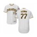 Men's Pittsburgh Pirates #77 Luis Escobar White Home Flex Base Authentic Collection Baseball Player Stitched Jersey