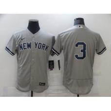 Men's Nike New York Yankees #3 Babe Ruth Grey Road Flex Base Authentic Collection Stitched Jersey