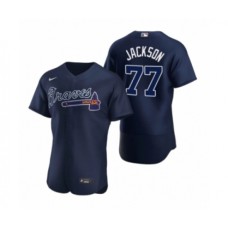 Men's Atlanta Braves #77 Luke Jackson Nike Navy Authentic 2020 Alternate Stitched Jerseys