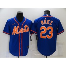 Men's Nike New York Mets #23 Javier Bez Blue Game Authentic Baseball Stitched Jersey