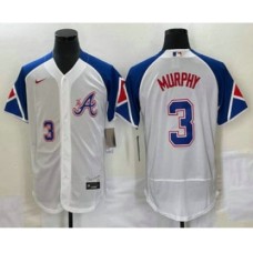 Men's Atlanta Braves #3 Dale Murphy Number White 2023 City Connect Flex Base Stitched Jersey