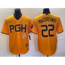 Men's Nike Pittsburgh Pirates #22 Andrew McCutchen Gold 2023 City Connect Stitched Jersey