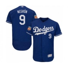 Men's Los Angeles Dodgers #9 Kristopher Negron Royal Blue Flexbase Authentic Collection Baseball Player Stitched Jersey