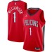 Men's New Orleans Pelicans #1 Zion Williamson Jordan Brand Red 2020-21 Swingman Stitched Jersey