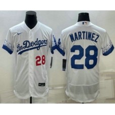 Men's Los Angeles Dodgers #28 JD Martinez Number White 2022 City Connect Flex Base Stitched Jersey