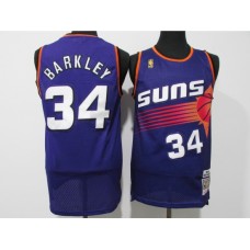 Men's Phoenix Suns #34 Charles Barkley Authentic Purple Throwback Stitched Jersey