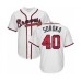 Men's Atlanta Braves #40 Mike Soroka Authentic White Team Logo Fashion Cool Base Baseball Jersey