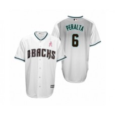 Men's David Peralta Arizona Diamondbacks #6 White Teal 2019 Mothers Day Cool Base Stitched Jersey