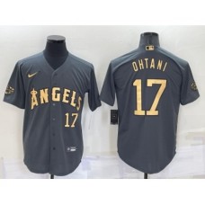 Men's Los Angeles Angels #17 Shohei Ohtani Number Grey 2022 All Star Stitched Cool Base Nike Jersey