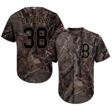 Men's Majestic Boston Red Sox #38 Rusney Castillo Authentic Camo Realtree Collection Flex Base 2018 World Series Champions MLB Jersey