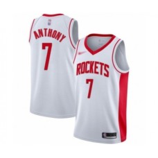 Men's Houston Rockets #7 Carmelo Anthony Authentic White Finished Basketball Stitched Jersey - Association Edition