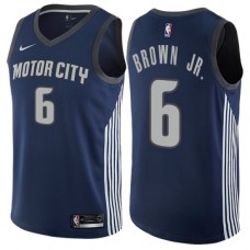 Men's Nike Detroit Pistons #6 Bruce Brown Jr. Swingman Navy Blue NBA Jersey - City Edition