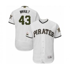 Men's Pittsburgh Pirates #43 Steven Brault White Alternate Authentic Collection Flex Base Baseball Player Stitched Jersey