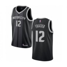 Men's Detroit Pistons #12 Tim Frazier Authentic Black Basketball Stitched Jersey - City Edition