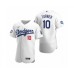 Men's Los Angeles Dodgers #10 Justin Turner White 2020 World Series Champions Authentic Stitched Jersey