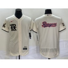 Men's Texas Rangers Cream Team Big Logo 2023 City Connect Flex Base Stitched Baseball Jersey