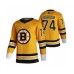 Men Boston Bruins #74 Jake DeBrusk Yellow 2020-21 Reverse Retro Alternate Hockey Stitched Jersey