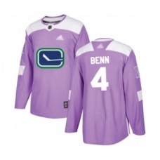 Men Vancouver Canucks #4 Jordie Benn Authentic Purple Fights Cancer Practice Hockey Stitched Jersey