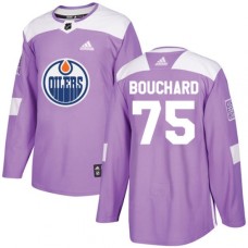 Men Adidas Edmonton Oilers #75 Evan Bouchard Authentic Purple Fights Cancer Practice NHL Jersey