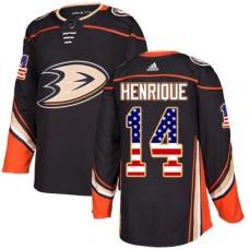 Men Adidas Anaheim Ducks #14 Adam Henrique Authentic Black USA Flag Fashion NHL Jersey