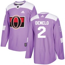 Men Adidas Ottawa Senators #2 Dylan DeMelo Authentic Purple Fights Cancer Practice NHL Jersey