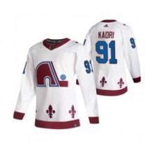 Men Colorado Avalanche #91 Nazem Kadri White 2020-21 Reverse Retro Alternate Hockey Stitched Jersey