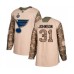 Men St. Louis Blues #31 Chad Johnson Authentic Camo Veterans Day Practice 2019 Stanley Cup Final Bound Hockey Jersey