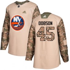 Men Adidas New York Islanders #45 Noah Dobson Authentic Camo Veterans Day Practice NHL Jersey