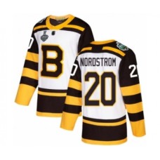 Men Boston Bruins #20 Joakim Nordstrom Authentic White Winter Classic 2019 Stanley Cup Final Bound Hockey Jersey