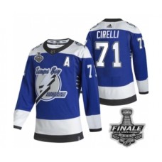 Men Adidas Lightning #71 Anthony Cirelli Blue Authentic 2021 Stanley Cup Stitched Jersey