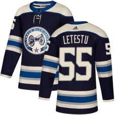 Men Adidas Columbus Blue Jackets #55 Mark Letestu Authentic Navy Blue Alternate NHL Jersey