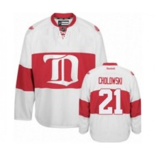 Men Reebok Detroit Red Wings #21 Dennis Cholowski Authentic White Third NHL Jersey