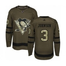 Men Pittsburgh Penguins #3 Jack Johnson Authentic Green Salute to Service Hockey Stitched Jersey