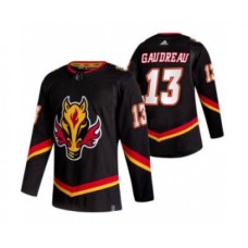 Men Calgary Flames #13 Johnny Gaudreau Black 2020-21 Reverse Retro Alternate Hockey Stitched Jersey